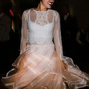 Sheer white lace zip up crop top